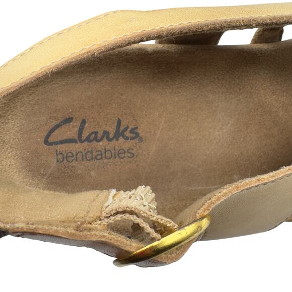 Clarks Women's Beige Bendables Leather Strappy Sandals Size 9M - Picture 10 of 11